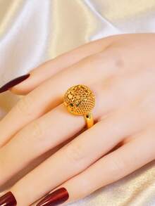 Bộ trang sức nữ phong cách Bohemian 2 món, gồm vòng tay dạng kiềng hở bất đối xứng hình học có họa tiết và nhẫn điều chỉnh được, thích hợp làm phụ kiện hàng ngày, đi nghỉ mát, hẹn hò, mua sắm, dự tiệc, quà tặng cho mẹ, vợ, bạn gái. - Vàng - Xem 6