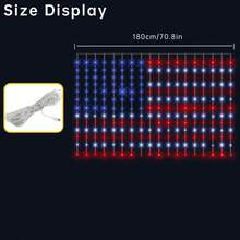 1PC, 210LED USB Powered American Flag LED Curtain String Lights 4th Of July Patriotic Fairy Lights For Independence Day Home Garden Yard Patio Balcony Indoor Outdoor Festival Celebration Bedroom Living Room Decor (Without Battery) - LED String Light - View 9
