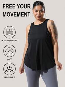 Top sin mangas casual y de negocios con abertura lateral de malla para mujer, deportivo de verano - Negro - Ver 2