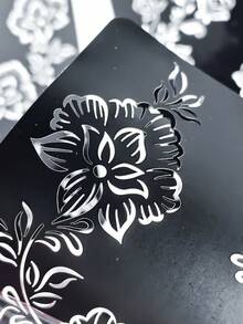4 Sheets Floral Temporary Tattoo Stencils For Women | Self-Adhesive, Reusable, Flower Designs, Left And Right Hands Kit, Glitter And Ink Body Paint, DIY Tattoo Templates For Body Makeup, Mehndi Designs - Black - View 7
