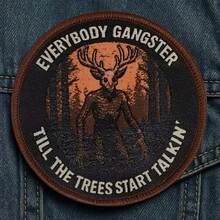 1 pieza Parche bordado de criatura vintage misteriosa, espíritu del bosque, lema irónico y humorístico, parche de ropa, accesorio de equipo táctico, regalo para entusiastas del terror - A - Ver 8