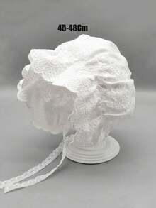 1pc Lace Trim Cute Princess Style Bucket Hat, Embroidered Princess Hat For Outing - White - View 7