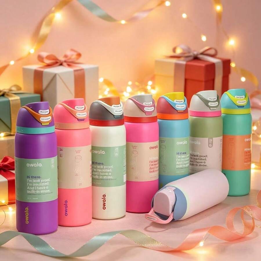 Bình nước giữ nhiệt bằng thép không gỉ OWALA mới, dung tích 24OZ/32OZ, có ống hút, thích hợp cho thể thao, du lịch và các hoạt động học đường. Bình nước này có thể giữ nhiệt độ nước trong hơn 24 giờ, với khả năng niêm phong tốt, thiết kế nhỏ gọn và nắp bật tiện lợi, hoàn hảo để đựng đồ uống nóng và lạnh, cà phê và các loại đồ uống có đá. - 1 chiếc - Màu Tím Hoàng Hôn - Xem 1