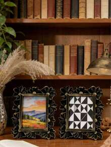1pc Vintage Photo Frame, Elegant Classic White Frame, Suitable For Desktop Or Wall Hanging, Floral Decor Pattern, Retro Home Decor, Vintage Gallery Art (Random Photo Paper Included) - 1 - View 7