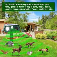 2/1-Piece Solar-Powered Outdoor Animal Repeller, Solar-Powered, Cat Repeller, Deer Repeller, Ultrasonic Device For Repelling Squirrels, Raccoons, Skunks, Dogs And Birds, Suitable For Gardens And Yards - 綠色-大功率35-50HZ - 查看 7