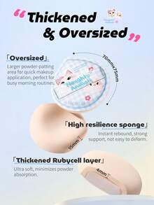 2pcs Cotton Candy Makeup Sponge Set - Playful Animal Series - Thicker & Wider, Wet & Dry Dual-Use, Elastic Band, Soft & Non-Powdery, MR.WISH - Baby Pink - View 5