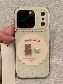 Funda de teléfono suave de gelatina con diseño de oso de perlas 3D, lunares rojos y letras, compatible con iPhone 17 Pro Max, 17 Pro, 16 Pro Max, 15, 14 Pro, 13, 12 Pro, 14, 16 Plus, 17 Air, 11, 13 - Lunares - Ver 2
