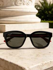 男女通用复古方形时尚眼镜，奢华厚框黑色镜框，灰色镜片，防紫外线，时尚设计师眼镜，GUCCI GG1872SK-001 56 - 黑色 - 查看 4