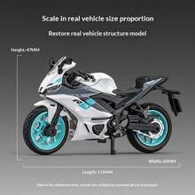 1pc 1/18 Scale Children's Toy Motorcycle Model, Front Wheel Linkage Steering/Shock Absorber Tires/Retractable Kickstand, Alloy Material, Rollable Tires, Suitable For 3+ Years Old Boys And Girls As Gift - Multicolor - View 4