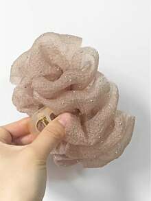 topshiny Elegant Starry Sky Rhinestone Chiffon Hair Clip, Multi-Layer Ruffled Glitter Hair Clip For Women - Brown - View 13