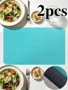 4/120pcs Rectangular PVC Woven Placemats, Washable Odorless Table Mats, Soft Easy To Store Western Style Dining Mats, Non-Slip Heat-Resistant Table Decor Mats, Suitable For Restaurants, Cafes, Homestays, Fit For Holidays, Parties, Gatherings, Birthdays, Weddings, Dinner Parties And More Occasions. - Multicolor - View 12