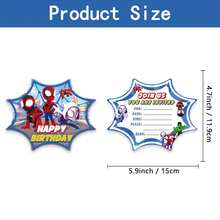 Marvel 蜘蛛侠主题儿童生日邀请卡、生日派对用品、同学聚会邀请卡、手写贺卡 - 彩色 - 查看 4