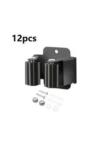 12件/6件/4件/2件套扫帚拖把架，壁挂式扫帚架，重型园艺工具收纳架，耙子和铲子手柄，不锈钢拖把挂钩，带螺丝的多功能壁挂架 - 黑色 - 查看 15