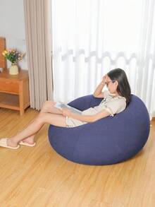 [2-7 Days Must Arrive] Inflatable Bean Bag Chair For Adults & Kids, Ultra Soft Flocked Inflatable Lazy Sofa, Portable Blow Up Chair For Movie Night, Living Room & Camping, Ergonomic Folding Lounger Couch For Indoor & Outdoor Use, Comfortable Gaming Chair, Heavy Duty Inflatable Sofa For Bedroom & Travel, Navy Blue - 彩色 - 查看 10