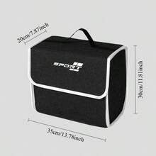 Organizer Bagasi Mobil Kompak Gaya Sporty, Trim Putih, Kotak Penyimpanan Bagasi Mobil Lipat dari Kain Felt, Kotak Organizer Kargo, Cocok untuk Sebagian Besar Kendaraan, Perlengkapan Luar Ruangan Otomotif - Hitam dan Putih - View 8