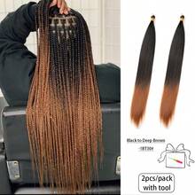 2 pièces/paquet (avec outil) Extensions de cheveux au crochet droits de 24 pouces, fibres synthétiques résistantes à haute température pour tresses au crochet. Conçu pour un tressage facile avec des cheveux longs et droits, convient pour la décoration de cheveux de la Coupe du monde - Multicolore - Voir 18
