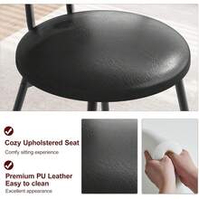 Sillas de comedor modernas tapizadas de caña de espalda Conjunto de 2 o 4, cojines gruesos, patas de metal ergonómicas, ahorro de espacio para cocina o comedor, asiento cómodo - Juego de cuatro piezas negro - Ver 4
