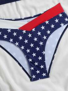 Bộ đồ bơi nữ 2 món kiểu dáng yêu nước, áo bikini tam giác in hình ngôi sao đỏ và xanh dương cùng quần bơi cạp cao, đồ bơi mùa hè đi biển. - Nhiều màu - Xem 5