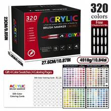 1pc 366/320/288/240/168/120/72/60/48/36/24/12 Colors Liquid Acrylic Paint Marker Brush Tip Watercolor Pen, Smudge-Proof, Waterproof, Stackable, For DIY Graffiti Painting Art - Soft Head Straight Liquid - View 13
