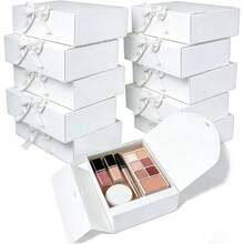 Hộp quà có nắp, hộp quà màu trắng 10x8x4 inch kèm ruy băng, hộp quà cầu hôn cho phù dâu, hộp quà giấy Kraft dùng cho đám cưới, đóng gói quà tặng, sinh nhật, hộp đựng bánh cupcake, đồ thủ công. - Đen - Xem 1