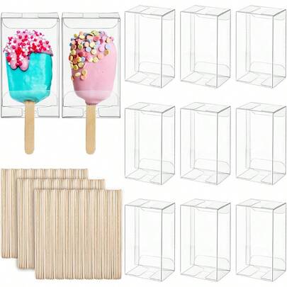 Hộp nhựa PVC trong suốt (5 chiếc/10 chiếc/100 chiếc), dùng đựng kem, bánh macaron, bánh ngọt, kem que mùa hè, hộp bảo quản kem, thích hợp cho tiệc tốt nghiệp, tiệc sinh nhật, đám cưới, tiệc mừng em bé, Ngày của Mẹ, Ngày của Cha.