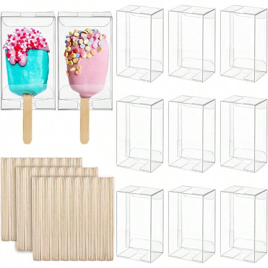 Hộp nhựa PVC trong suốt (5 chiếc/10 chiếc/100 chiếc), dùng đựng kem, bánh macaron, bánh ngọt, kem que mùa hè, hộp bảo quản kem, thích hợp cho tiệc tốt nghiệp, tiệc sinh nhật, đám cưới, tiệc mừng em bé, Ngày của Mẹ, Ngày của Cha. - ngẫu nhiên - Xem 1