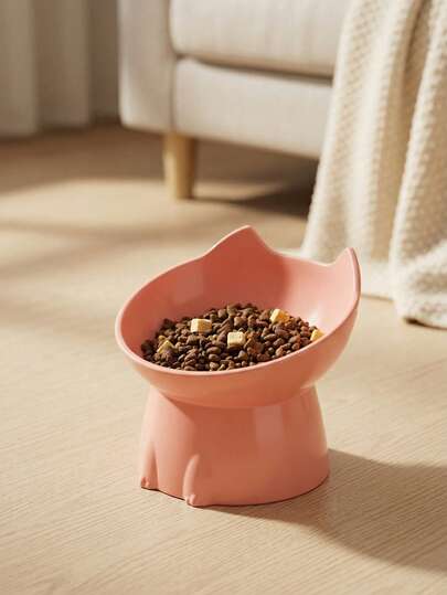 1pc Plastic High Bowl For Cats, Pet High Bowl, Available In Multiple Colors, Easy To Clean, 15° Slanted Opening Design Prevents Blackening Of The Chin And Protects Whiskers, Suitable For Cats And Small Dogs, Can Hold Pet Food/Snacks And Water, Easy To Clean, Makes A Gift, Giveaway, Or Gift For Your Girlfriend Or Pet Friend.