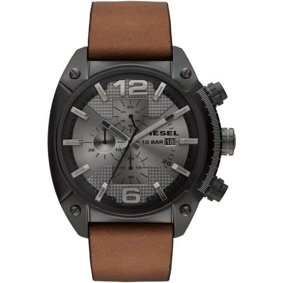 Diesel Men's Chronograph Brown Leather Watch DZ4317 - Một cỡ - Xem 1