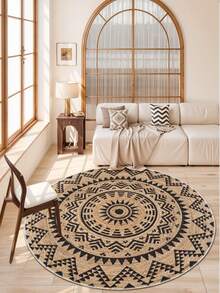 Modern Round Washable Non-Slip Area Rug – Thin Soft Living Room Carpet, Kitchen Rug & Runner, Decorative Rug - 咖啡棕 - 查看 3