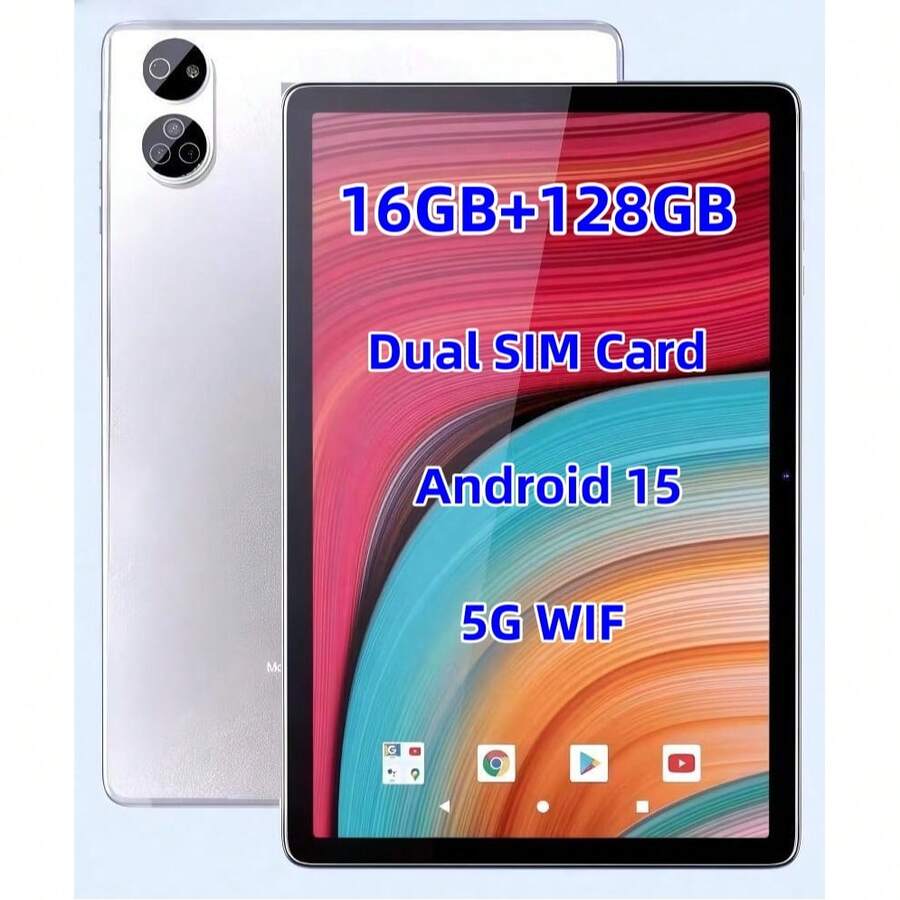 TenYide 10.1 Inch Tablet Suitable For Children Learning/Digital Drawing/Also Suitable For Adults, Android System, 128GB/256GB Storage Version, Dual SIM Card Function, Supports Bluetooth/GPS/WIFI And Other Functions, Suitable For Video Chat/Playing Electronic Games/Ultra Large Screen Phone