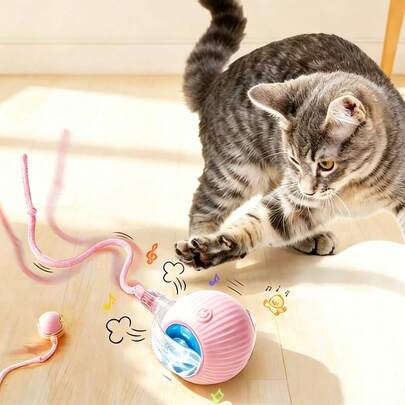 1pc Electric Cat Toy Ball, Upgraded Smart Wake-Up Tap Version, Suitable For Dogs And Cats, Automatic Rolling Ball Toy, Activates Pet Movement, USB Rechargeable Smart Ball Toy