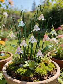20pcs Lily Of The Valley Garden Decor Stakes,Garden Decorative Posts Evergreen Decor For Garden,Metal Lily Of The Valley Garden Stakes,Outdoor Yard Art Decor, Office Desk Decoration, With Resin Planter, Birthday Wedding Gift, Halloween, Christmas, Spring Decor, Fairy Garden Decor, Birthday Gift, Gardening Enthusiast Gift - Multicolor - View 3