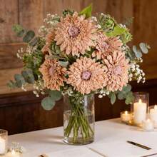 1pc 18.5-Inch Artificial Sunflower With Vase, Realistic Fake Flower For Wedding Bouquet, Home Garden, Outdoor Cafe Table Centerpiece (Lotus Root Pink) - Pink - View 4