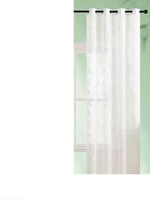 1pc White Embroidered Curtain, Decorative White Embroidered Faux Linen Ring Top Curtain, Suitable For Home Kitchen, Living Room And Bedroom - White - View 14