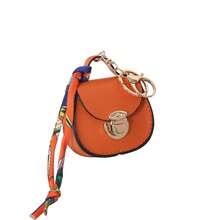 Móc khóa charm túi mini thời trang, mặt treo ví da PU kèm dây đeo khăn in họa tiết và khóa cài, phụ kiện cho ví đựng xu, túi xách, ba lô dành cho nữ và bé gái - Nhiều màu - Xem 15