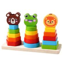 Children's Wooden Stacking Blocks, Animal Stacking Toys, Matching Game Building Blocks, Early Education Wooden Toys, Suitable For Preschoolers, Christmas/Holiday Gift - Children's Stacking Blocks - View 6