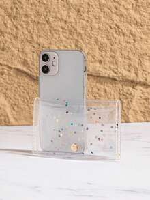 1个亮片纽扣透明折叠卡包化妆品口红零钱包 - 彩色 - 查看 3