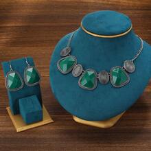 Fashionable Tortoiseshell Pattern Jewelry Set - Asymmetrical Shaped Earrings And Matching Necklace, Suitable For Party And Daily Wear - Geometric Shapes - View 14
