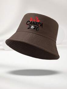 1 pièce Chapeau seau homme 2026 nouveau motif CANADA brisé imprimé personnalisé populaire minimaliste protection solaire noir multicolore mode décontractée extérieure convient pour le port quotidien les voyages en plein air la pêche le visionnage de sports cadeau polyvalent Coupe du Monde 2026 - D - Voir 11
