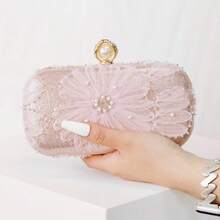 1pc Handmade Beaded & Sequin Clutch Bag, Sweet & Elegant Style, Compact & Lightweight, Versatile Evening Handbag For Party, Wedding, Cocktail, Matching Formal Dress, Casual Wear - Pink - View 11