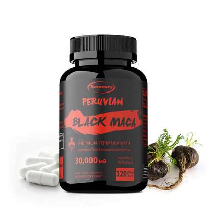 XEMENRY Black Maka Root Capsules - Men's Energy, Endurance And Vitality Booster, Builds Muscle, Strength And Drive - 120 Capsules