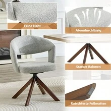 Chaises de salle à manger - Gris clair + Noyer + Tissu + Bois massif + Ensemble de 21 - Voir 5