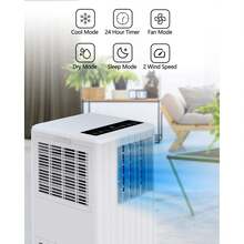 8000 BTU Aire acondicionado portátil - unidad de aire acondicionado 3 en 1 con deshumidificador, ventilador, control remoto, 2 velocidades, temporizador 24 horas, modo de sueño, silencioso y eficiente en energía, enfría hasta 350 pies cuadrados, kit de ventanas - Portada blanca - Ver 3