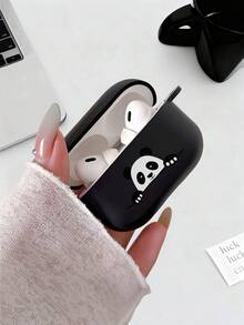 1 chiếc ốp tai nghe màu đen họa tiết gấu trúc dễ thương, phù hợp với 4/ 1/ 2/ 3/ Pro/ Pro2/ Pro3, một món quà Giáng sinh đơn giản và phong cách. - màu đen - Xem 4