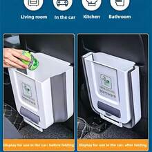 Foldable Car Trash Can, Wall-Mounted Kitchen Trash Can With Hinged Door - Heavy-Duty Compact Car Trash Can, Open Design For Easy Use, Suitable For Cars, SUVs, Trucks, An Ideal Choice For Drivers And Passengers, Wall-Mounted Trash Can - A - View 4