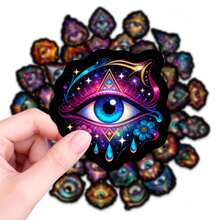25 piezas Surtido de pegatinas vintage de ojo que todo lo ve, estilo retro fantástico, colores vibrantes, diseños diversos, llenos de estética mística, muy decorativas para equipaje, portátil y resistentes al agua - Multicolor - Ver 2