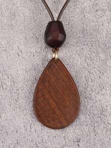 1 pieza Collar con colgante de gota de agua con cuentas estilo bohemio para hombres, collar largo con cadena de disco geométrico redondo retro, joya de regalo, accesorio diario, regalo para madre, maestra, novia, compañera de clase - rosario - Ver 1