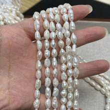 1 Chuỗi hạt ngọc trai nước ngọt tự nhiên không đối xứng, thích hợp để làm đồ trang sức, vòng cổ và vòng tay thủ công, đồ dùng may vá, chiều dài: 36cm - trắng - Xem 4