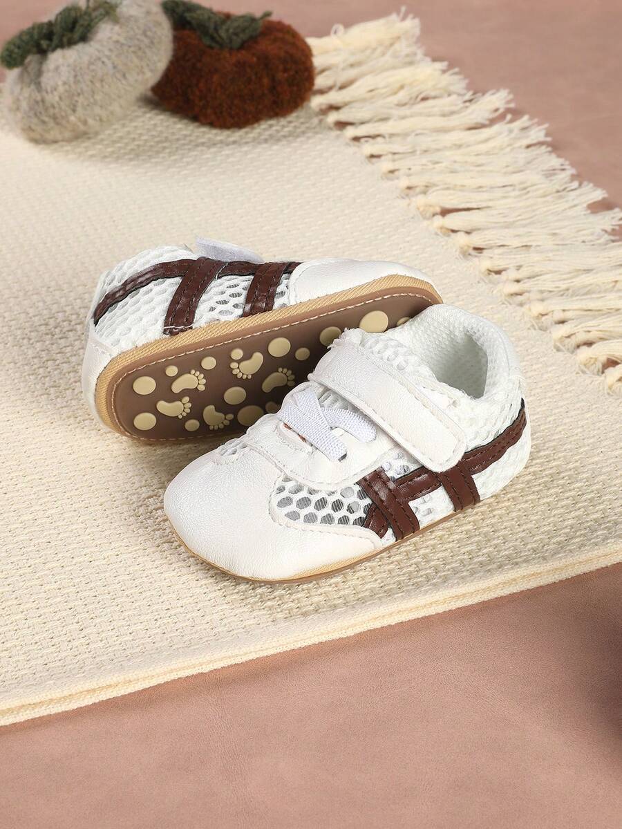 1双幼儿条纹休闲运动鞋,适合春夏穿着 - 咖啡棕 - 查看 1