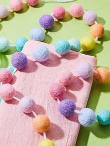 6.5ft Handmade Felt Ball Wreath, Colorful Macaron Pom Pom Decoration, Suitable For Carnival, Easter, Thanksgiving, Wedding Party, Best Christmas Home Decor, Christmas Gift, Suitable For Maldives Festival, Easter, New Year, Valentine's Day, Christmas Wall Decor, Suitable For Home, Room, Living Room, Office Decoration - Multicolor - View 5